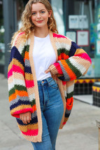 Take All of Me Multicolor Hand Crochet Chunky Oversized Cardigan - £27.53 GBP