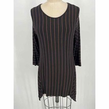 Comfy USA Tunic Top Sz S Black Pink Striped Long Sleeve Lagenlook - £26.57 GBP