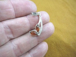 (P22-32) Orange Baltic AMBER marquise stone Poland .925 Sterling SILVER PENDANT - £19.95 GBP