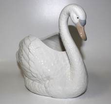 Lladro Daisa Gloss White Porcelain 7” Tall Swan Figurine Planter Vase - £23.50 GBP