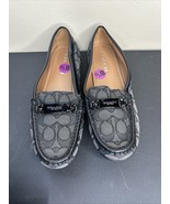 Women&#39;s Coach Signature Monogram Loafers Charcoal &amp; black Good condition - $55.22 CAD