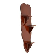 3 Tier Red Laque Wood For Collectible Wall Folding Shelf Curio Display Vintage - £21.34 GBP