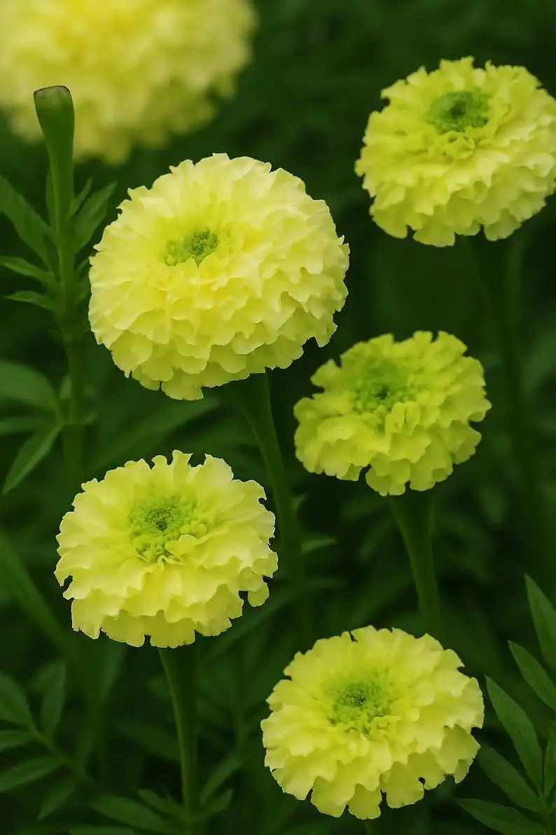 25 Nosento Limegreen Marigold Seeds, Unique Annual for Borders &amp; Bouquets - $12.99
