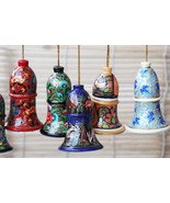 Bells Set Paper Mache Hanging Bells Ornaments Christmas Decoration 6 Pie... - £47.96 GBP