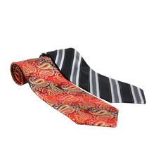 Men&#39;s Classic Tie 2 Pack Of Striped and Paisley Patterned Suit Silk Neckties - £12.65 GBP