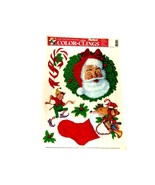 VTG Flocked Color Clings Window Decoration Christmas Santa Elf Sock Cand... - £10.02 GBP