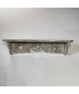 Cottagecore Wooden Wall Shelf With Heart Cutouts Painted Gray White Anti... - $399.19 MXN