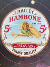 1920&#39;s Antique J.P. Alley&#39;s Hambone Sweets 5¢ Cigar Airplane Fan Pull Hanger Ad - £151.13 GBP