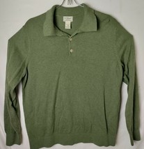 LL Bean Men L-Reg Cotton Cashmere Long Sleeve Collard Shirt - £36.98 GBP