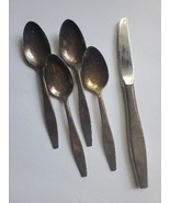 Tea Spoons 4 Teaspoons Silverplated 1 Butter Knife ONEIDA CP AIR 5 Piece... - £21.71 GBP