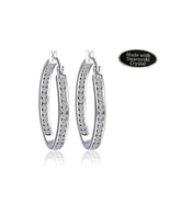 Crystals By Swarovski Inside Outside Hoop Earrings in Rhodium Overlay 1.... - $52.24
