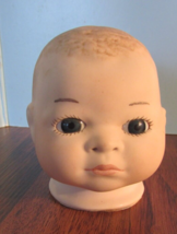 Vtg porcelain/ Bisque Doll Head Parts 3 1/2&quot; Blue EYES/PAINTED Molded Hair - £17.98 GBP