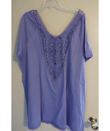 Women&#39;s Plus Size Trapeze T Shirt with Embroidery in Lavender - £7.07 GBP