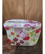 Clinique Floral &amp; Butterflies 9&quot;x4&quot;x5&quot; Oval Handled Zippered Makeup Bag - $24.15 CAD