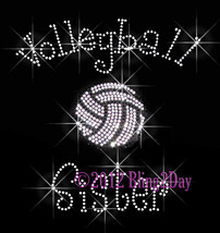 Volleyball Sister - C - Iron on Rhinestone Transfer Bling Hot Fix Sports... - £6.95 GBP