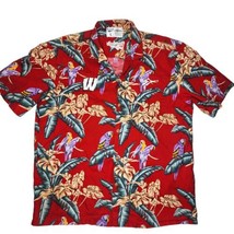 Reebok Wisconsin Badgers Hawaiian Shirt Size Large Red Parrots - £27.05 GBP