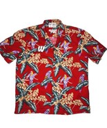 Reebok Wisconsin Badgers Hawaiian Shirt Size Large Red Parrots - £27.11 GBP