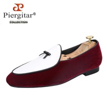 Burgundy Velvet Patchwork White Cowhide Belgian Shoes With Leather Bow Tie Fashi - £202.65 GBP