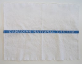 Canadian National RR advertising vintage towel blue white textile - $14.00