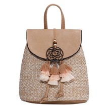 Fashion Woven Straw Weave Tel Backpack Vintage Female Holiday Travel Casual Cros - £138.14 GBP