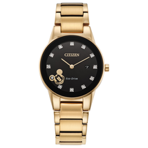 Citizen Eco-Drive Mickey Mouse Diamond Gold-Tone Stainless Steel Ladies ... - £295.14 GBP