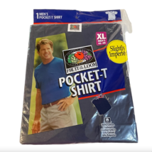NEW 1998 Fruit of The Loom 1 Pocket T-Shirt Cotton Navy Blue Men&#39;s XL IM... - $11.99