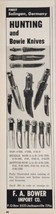 1958 Print Ad Finest Solingen,Germany Hunting,Bowie Knives Bower Jacksonville,FL - £13.29 GBP