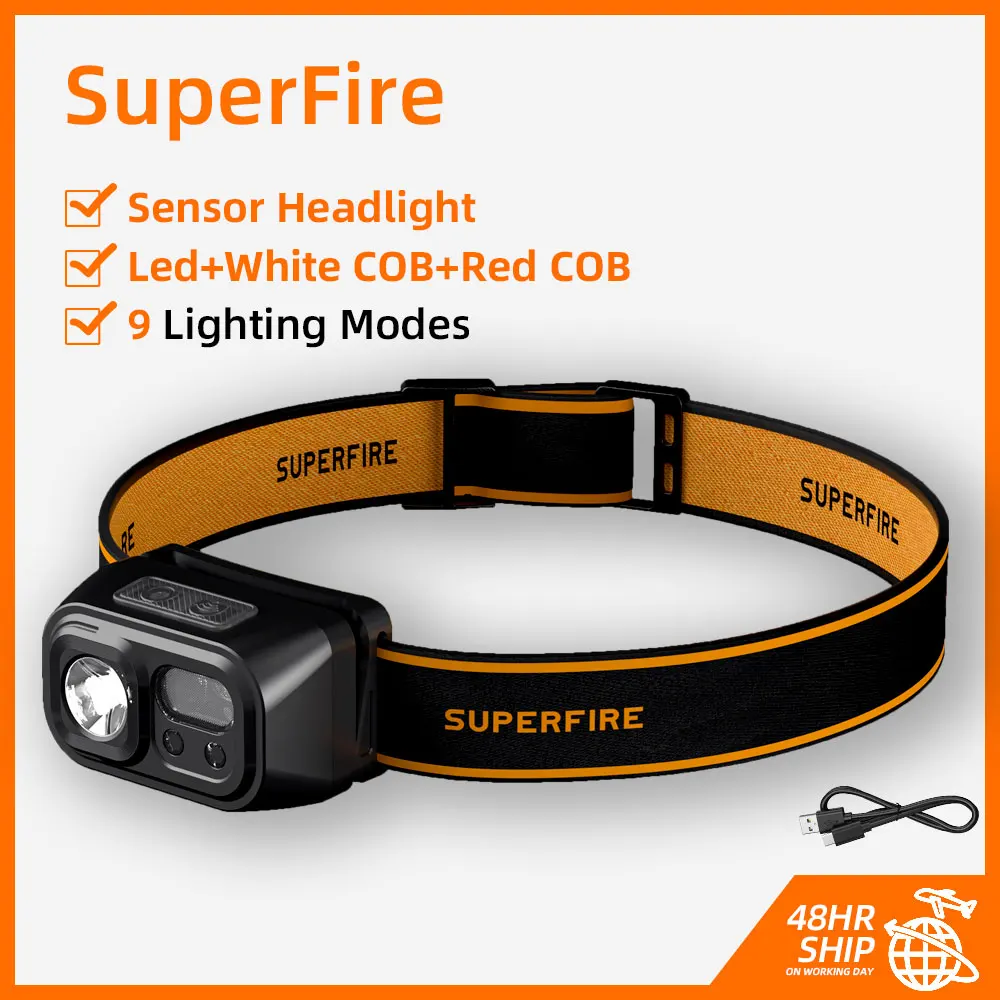 SuperFire HL23 Powerful Headlamp Camping Hi Outdoor Rechargeable LED Torch With  - £112.70 GBP