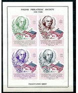 Polish Philatelic Society New York Presentation sheet 1960 Paderewski Im... - £7.78 GBP