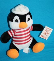 Fiesta Paulie Penguin 8&quot; Plush Red White Striped Shirt Sailor Hat Soft Toy NEW - £9.12 GBP