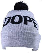 Dope Couture Grey Overt Cuff Pom Beanie Knit Winter Hat - £15.92 GBP