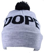 Dope Couture Grey Overt Cuff Pom Beanie Knit Winter Hat - £15.71 GBP
