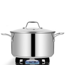 Stainless Steel 6 Quart, Heavy Duty Induction Pot, Soup Pot With Lid - £79.32 GBP