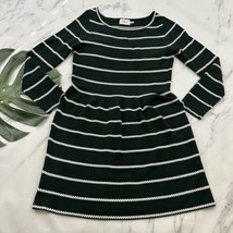 Eliza J Womens Sweater Knit Dress Size L Dark Green White Stripe Long Sleeve - £23.73 GBP