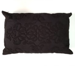 Restoration Hardware Throw Pillow Lumbar Applique Cover and Insert Black... - $88.11