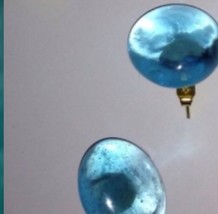 pair of turquoise colored glass button pierced earrings with gold plated posts - $19.99