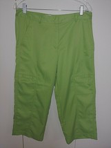 Izod Ladies Green 100% Polyester Cropped PANTS-10-NWOT-NICE DETAIL-COMFY-COOL - £7.72 GBP
