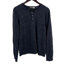 Vince Wool Linen Henley Sweater Mens Size XXL Marled Blue - £27.55 GBP