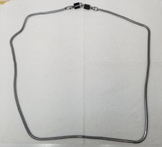 Necklace Industrial Stainless Padlock Silver Color 35&quot; Vintage - $18.95