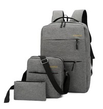 Crossten 3pcs/set Men&#39;s Backpack Bag Male USB Charging Laptop Backpack Women Com - £30.50 GBP