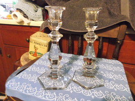 Pressed Glass Candlesticks Set for Tapered Candles - $90.00
