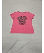 Harley Davidson Hanes XTemp Pink Short Sleeve T Shirt V Neck Size Large - $9.50