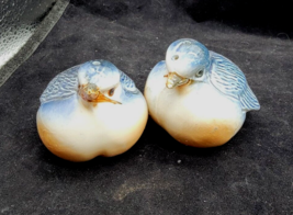 Salt and Pepper Set, Birds, Porcelain, Vintage, Chubby Round Blue Birds - $15.00