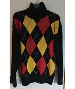 Womens L Liz Sport Black Red Yellow White Turtleneck Sweater - $346.64 MXN