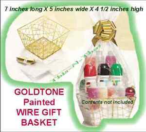 Gift Basket Goldtone Painted Metal Wire Gift Basket-NEW-Sealed-Empty-No Contents - $9.85