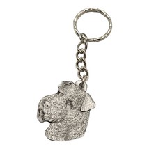 1982 I Love My Airedale Rawcliffe Pewter Keychain Key Ring P Davis - £15.13 GBP