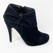 Glaze Womens Black Side Zip Faux Velvet Stilleto Heel Bootie Boot Size 6 - £15.51 GBP