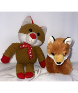 Lot of 2 Plush Stuffed Animals Fox Brown White Red Aurora - £9.44 GBP