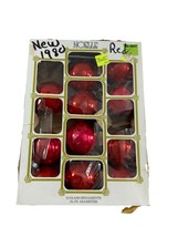 Vintage Noelle 11 Red Glass Ball Christmas Ornaments USA Holiday W Box READ - £19.09 GBP