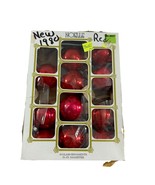 Vintage Noelle 11 Red Glass Ball Christmas Ornaments USA Holiday W Box READ - $24.75